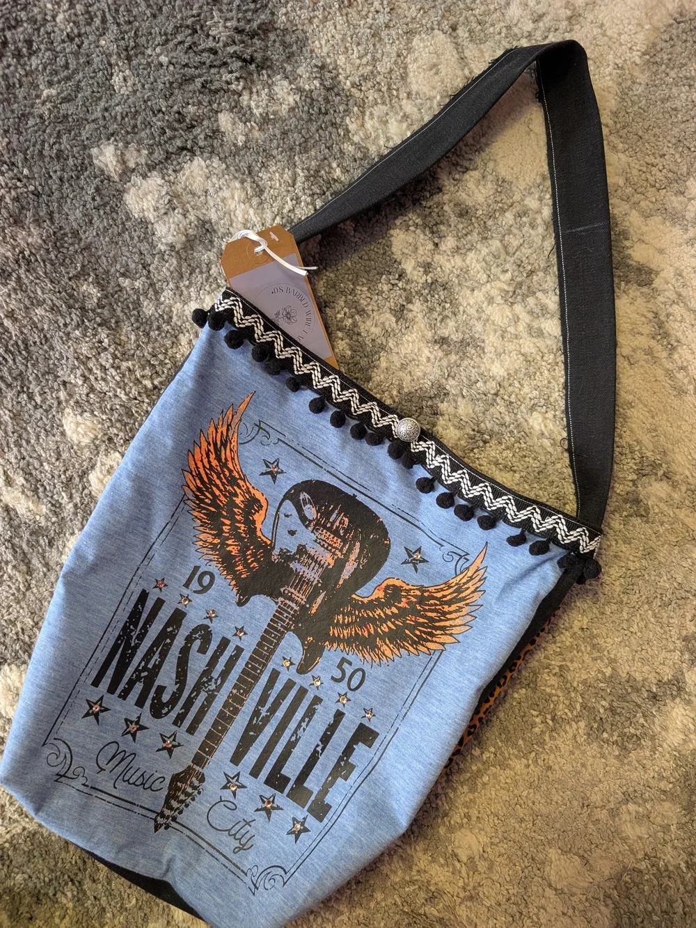 Nashville Graphic Tote Bag with Orange Winged Guitar